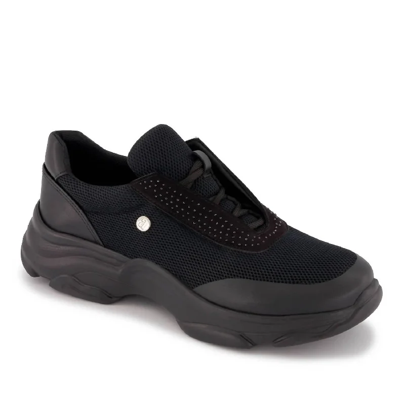 Low - Top Women's Tennis Sneakers in Bright Neon for a Pop of Color on the CourtWomen's Casual Sneakers With Rhinestone Detail In Black