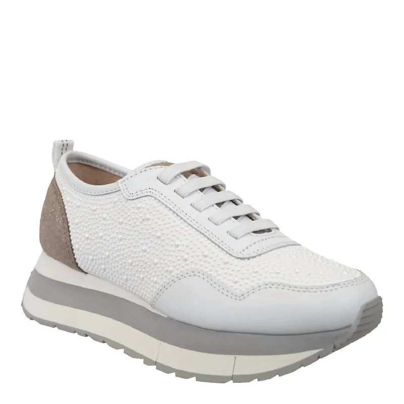 Wide - Width Women's Sneakers for Comfortable Fit for Those with Wider FeetWomen's Kinetic Platform Sneakers In White Pearl