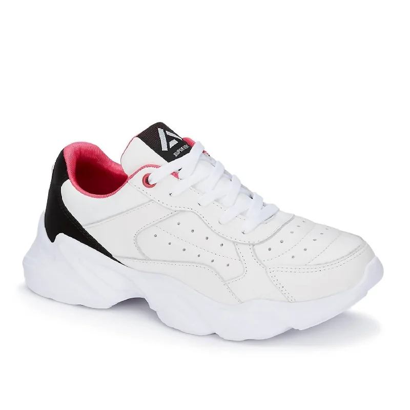Sparkly Rhinestone - Embellished Women's Sneakers for a Glamorous and Eye - Catching LookWomen's Leather High Performance Sneakers In White