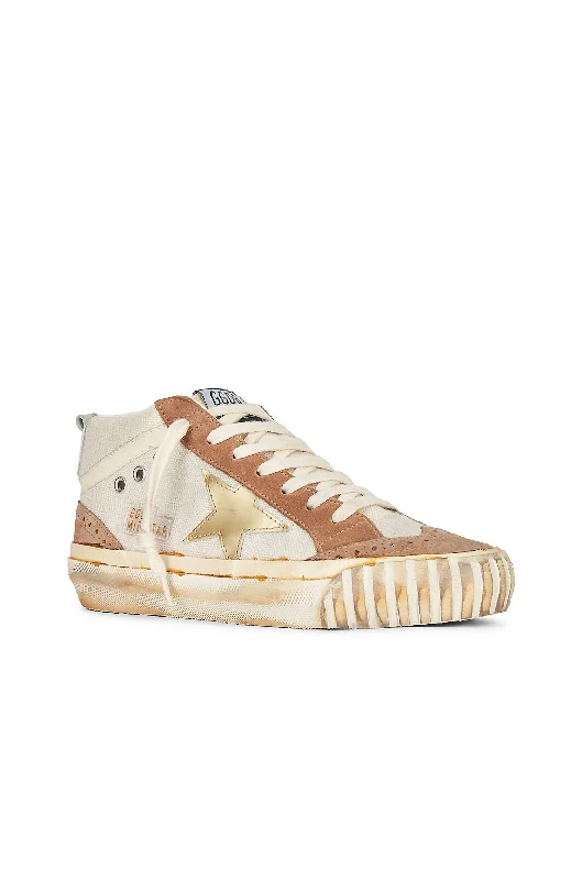 Women's Sneakers with Removable Insoles for Easy Cleaning and CustomizationWomen's Mid Star Sneakers In Natural White, Brown, Golden, Cream, & Optic White