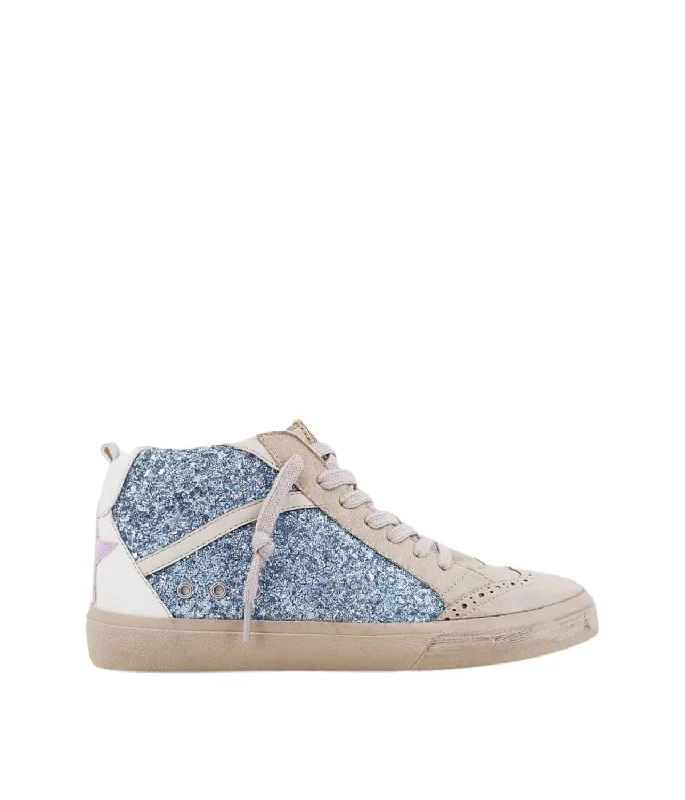 Women's Sneakers with Adjustable Straps for a Customized Fit During High - Impact ExercisesWomen's Riley Sneaker With Lilac Stars In Blue Glitter