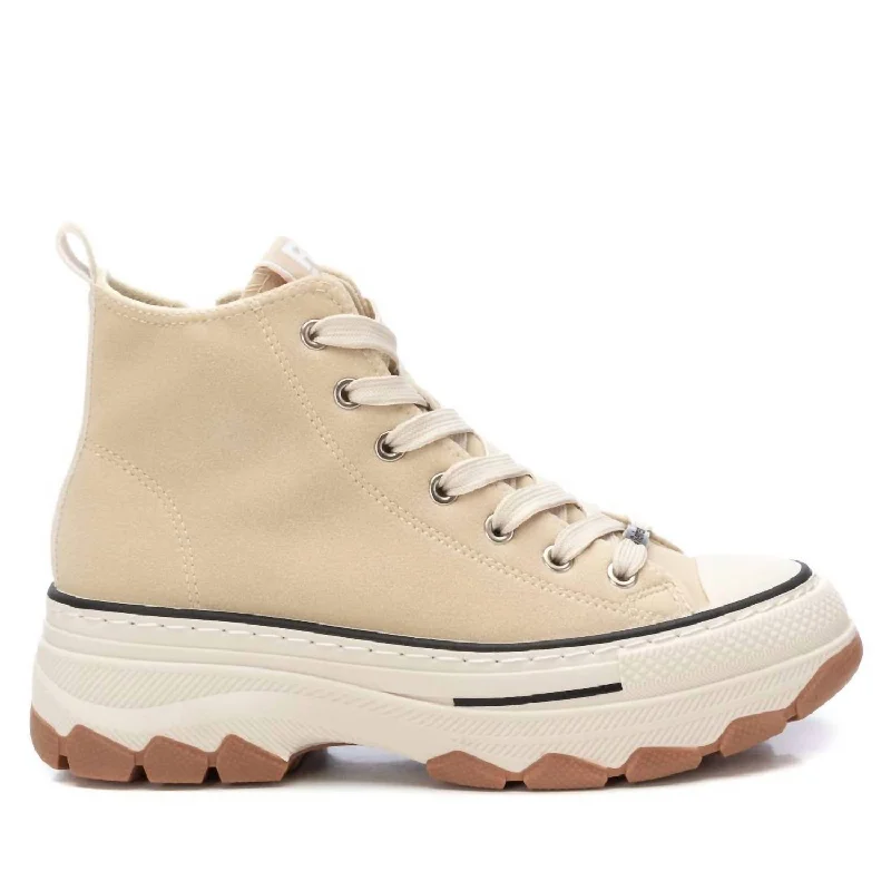 Sparkly Rhinestone - Embellished Women's Sneakers for a Glamorous and Eye - Catching LookWomen's Sneaker Booties In Beige