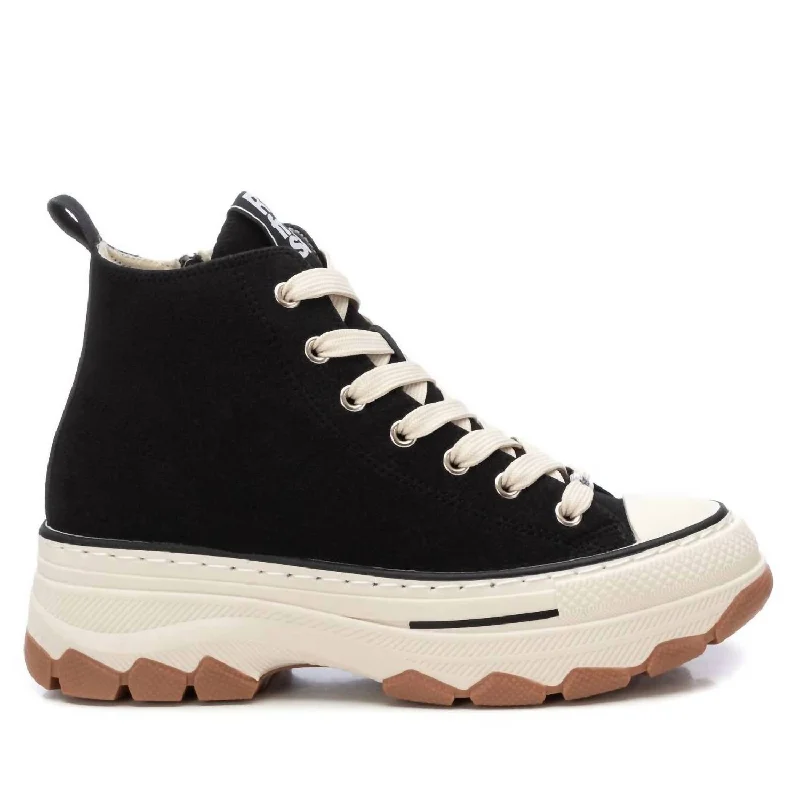Vegan - Friendly Women's Sneakers Made from Recycled Materials for an Eco - Conscious ChoiceWomen's Sneaker Booties In Black