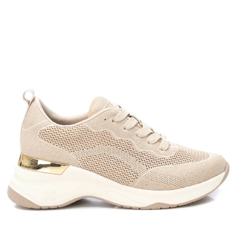 Lace - Up Women's Athletic Sneakers with Shock - Absorbing Midsoles for Intense WorkoutsWomen's Trainer Sneakers In Beige