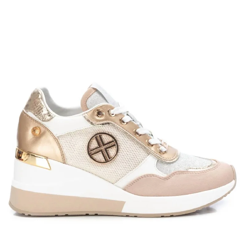 Vegan - Friendly Women's Sneakers Made from Recycled Materials for an Eco - Conscious ChoiceWomen's Wedge Sneaker In Gold
